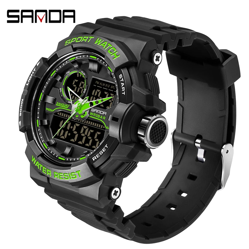 

Fashion Sanda Top Brand Waterproof Sports Watch Men's Clock Led Digital Quartz Luxury Men G Style Luminous Relogio Masculino