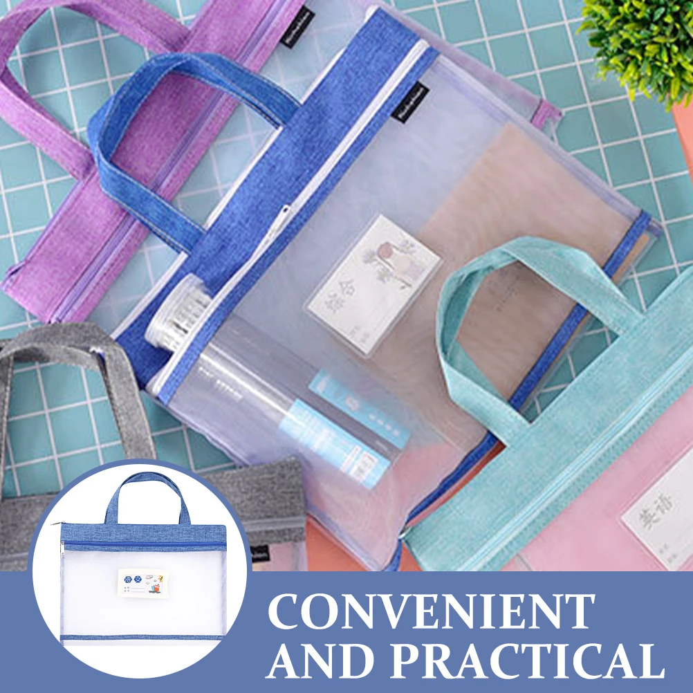 

Portable File Bag Zipper for Documents H held Mesh Pouch School Office Gauze Material Storage Bags Files ganizer Folder