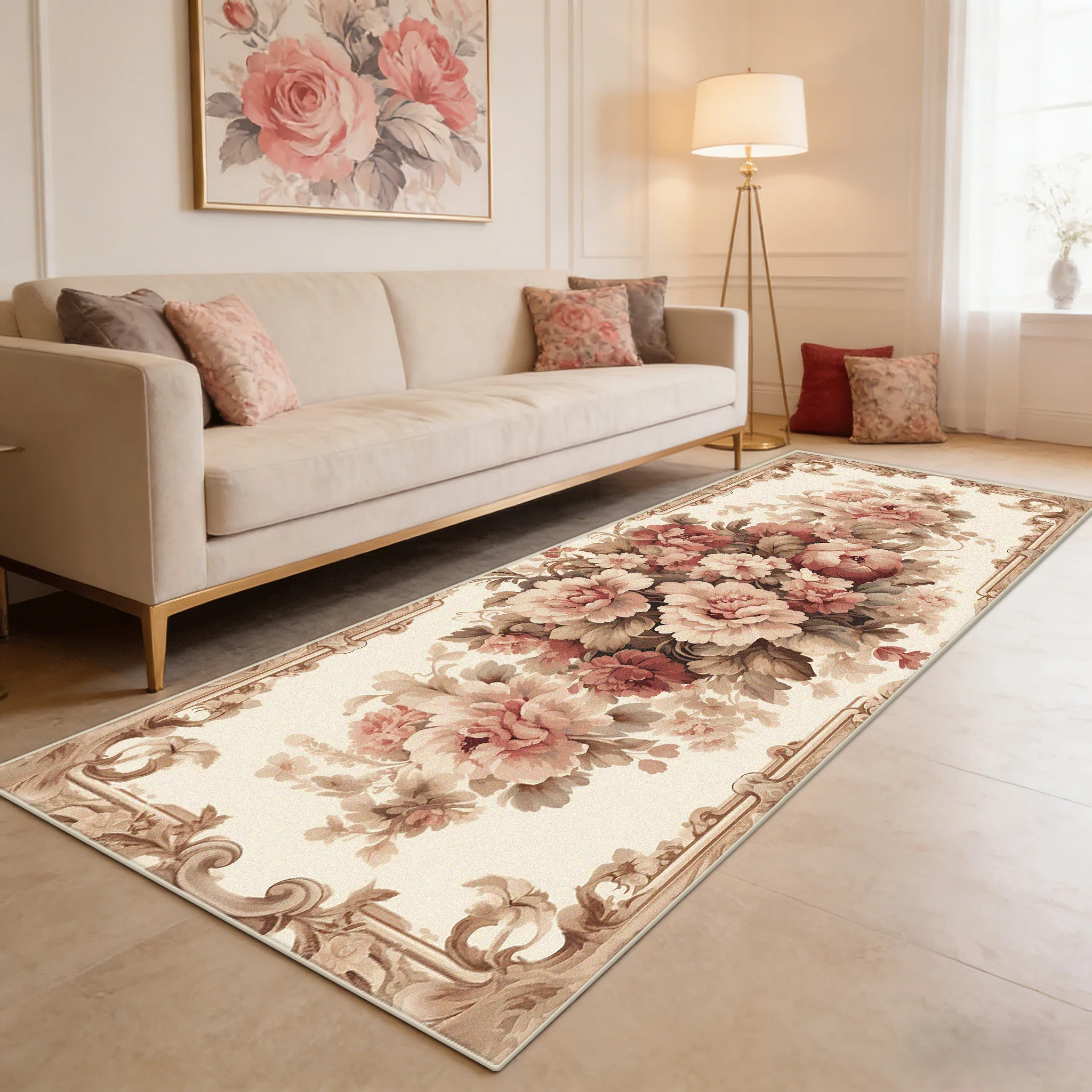 Nordic Plant Flower Living Room Long Carpets Luxury Short Velvet Bedroom Bedside Plush Foot Mat Non-slip Washable Decoration Rug