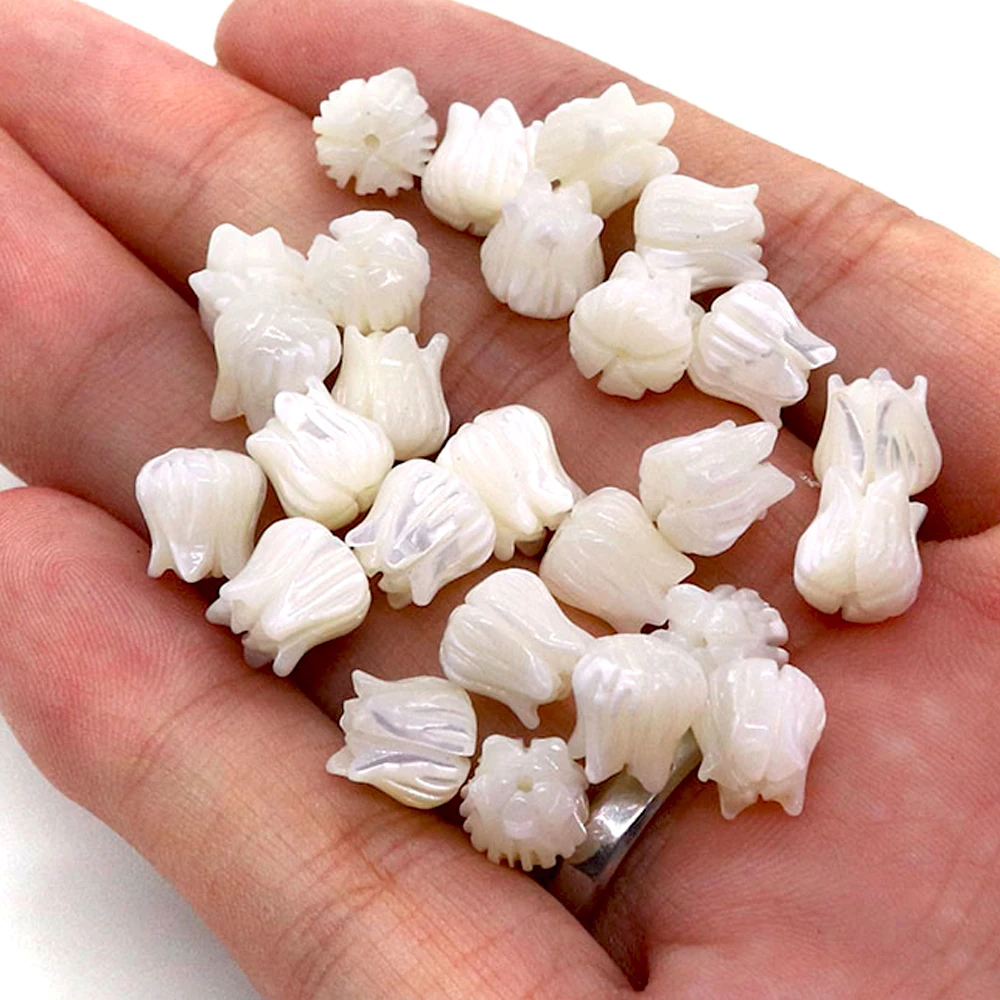 White Natural SeaShell Beads for Jewelry Making DIY Necklace Hairpin Earrings Tulip Orchids Charms Jewelry Accessories Suppliers