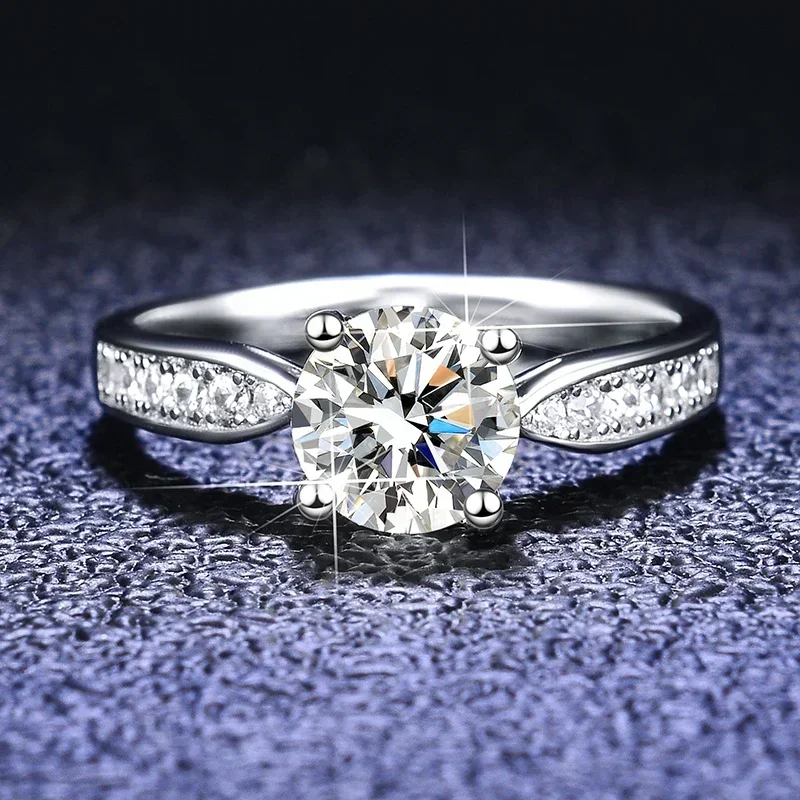 Anel de platina pt950 sólido 1 ct moissanite anel de diamante luxo aliança de casamento joias finas acessórios de presente feminino