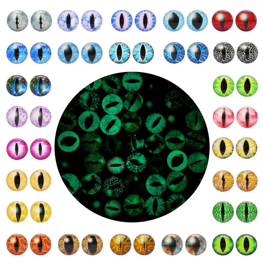 10-50PCS 6-30mm Luminous Glass Eyes Cabochons Vertical Pupil Animal Dragon Cat Eyes Dome Cameo DIY Doll Jewelry Making Accessory