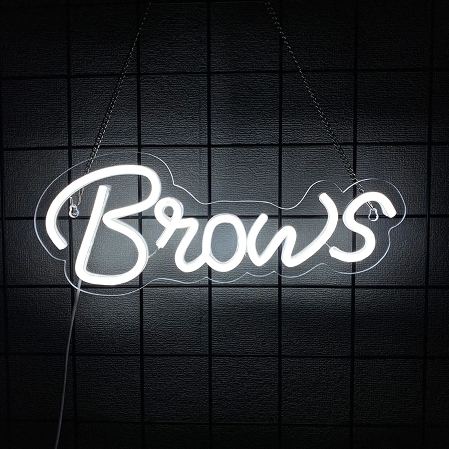 Brows Neon Signs Light LED Light Sign Beauty Salon LED Light up Sign Eyebrow Tattoo Light up Sign Wall Art Decoration Neon USB