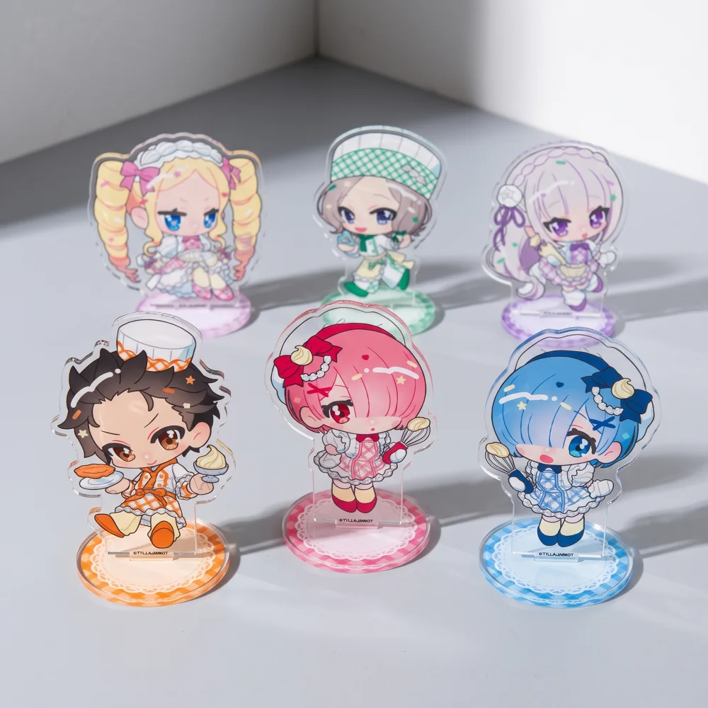 Re:Zero Starting Life in Another World Emilia Rem Ram Subaru 15CM Acrylic Stand Keychain 2026 New Anime Stand Desk Decor