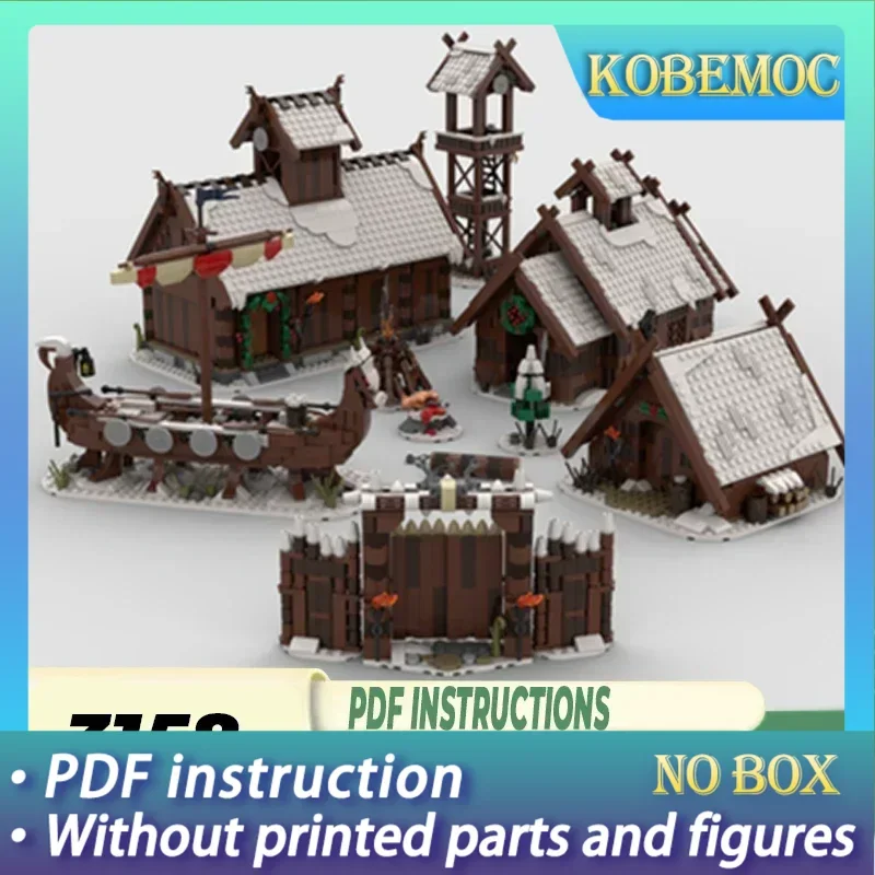 

Модульные средневековые вилки, модель Moc, строительные кирпичи, зимняя деревня викингов, технологические блоки, подарок, рождественские игрушки, набор «сделай сам», сборка