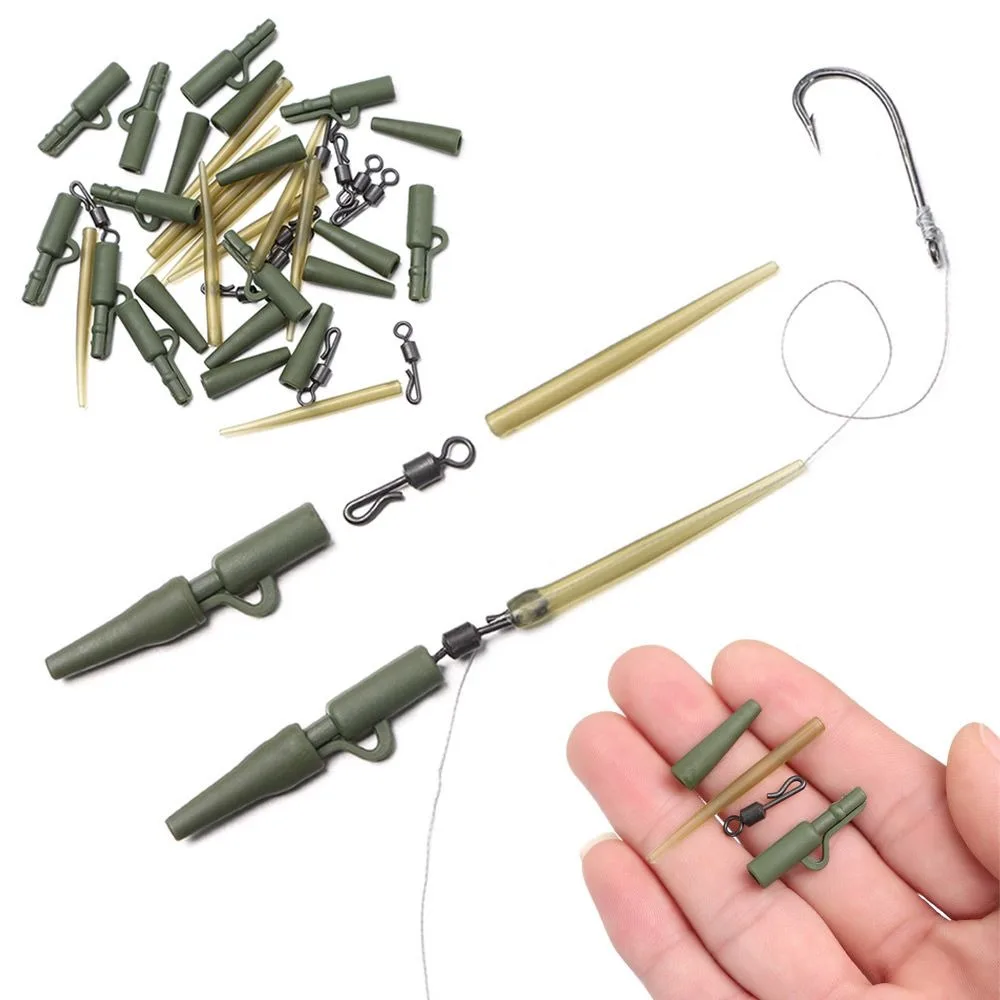 40pcs Carp Fishing Accessories Lead Clip Quick Change Swivel Tail Rubber Anti Tangle Sleeves Carp Rig Coarse Fishing Tackles