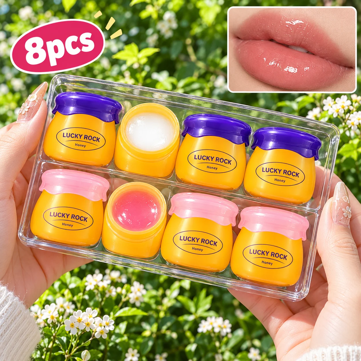 8pcs Fruit Flavor Lip Balm Gift Set, Colorless Long-Lasting Moisturizing Nourishing, Hydrate And Dry Lips, Christmas Party