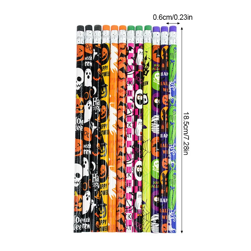 12/24 Stück Totenkopf-Geist HB Schreibstifte, Schreibwaren-Geschenk für Halloween-Partys, Geschenktütenfüller, Süßes oder Saures Zubehör – Detail 8