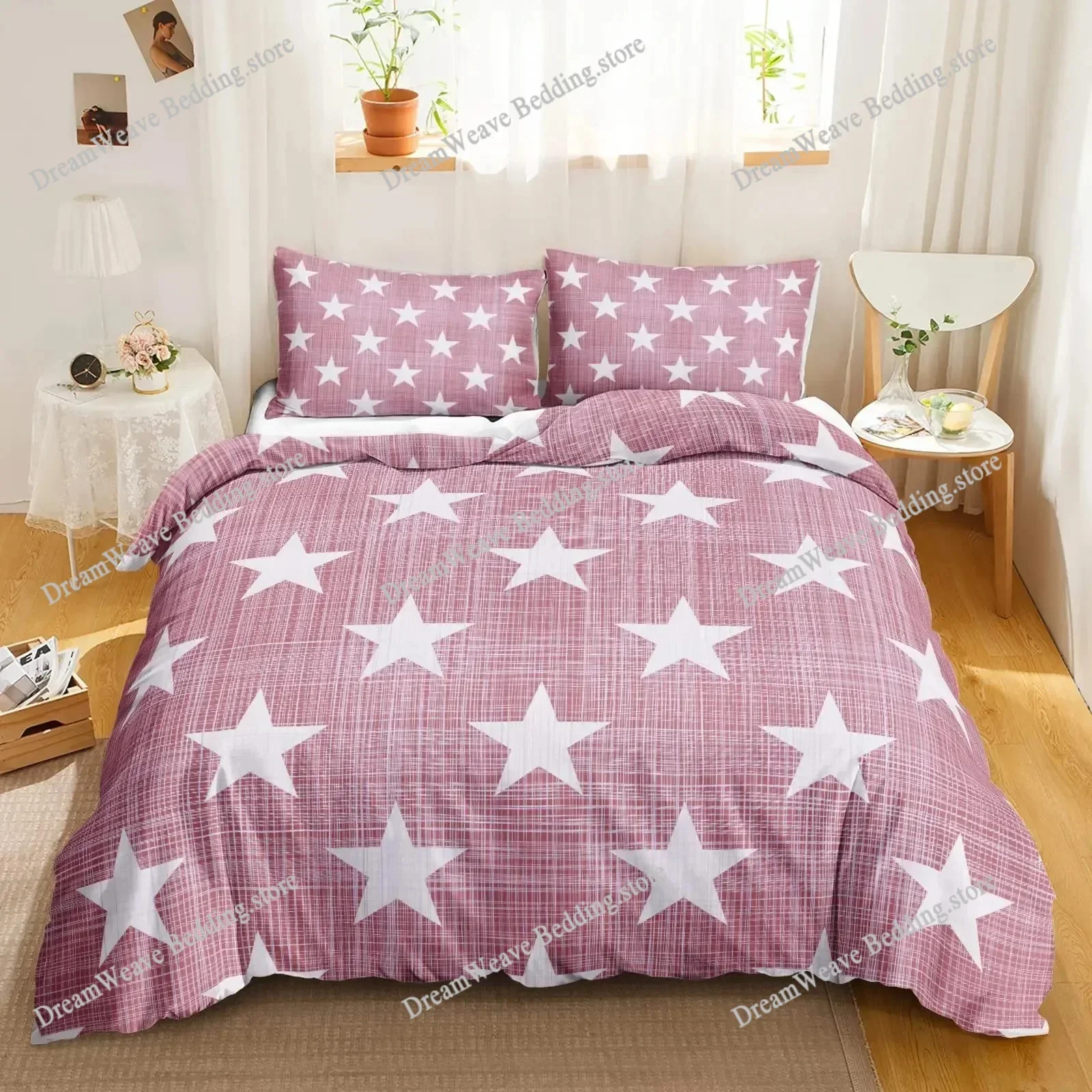 Bedding Decor Star Printed Bedding Set Queen Size Galaxy Duvet Cover Set Boy Fantasy Universe Comforter Cover Ultra-Soft Polyest