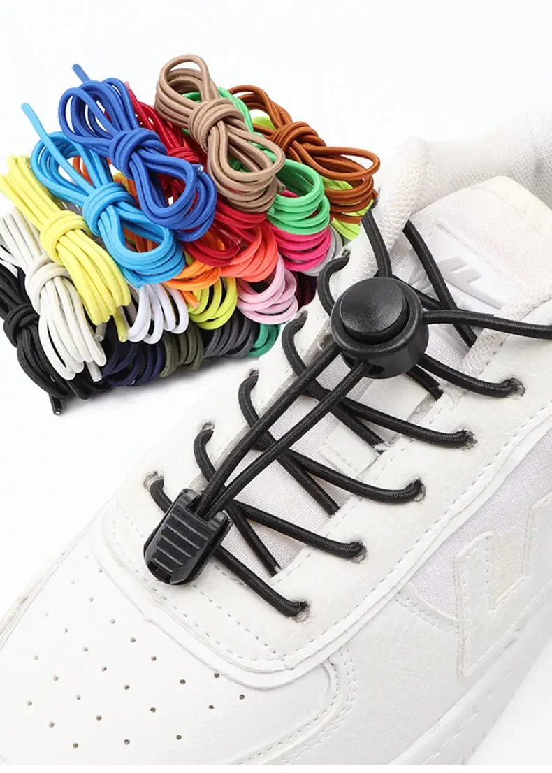 No-Tie Elastic Shoelaces Stretch Laces with Press Lock for All Shoes Quick Wear in 1 Second Hiking Sport Lazy Laces Multi Colors
