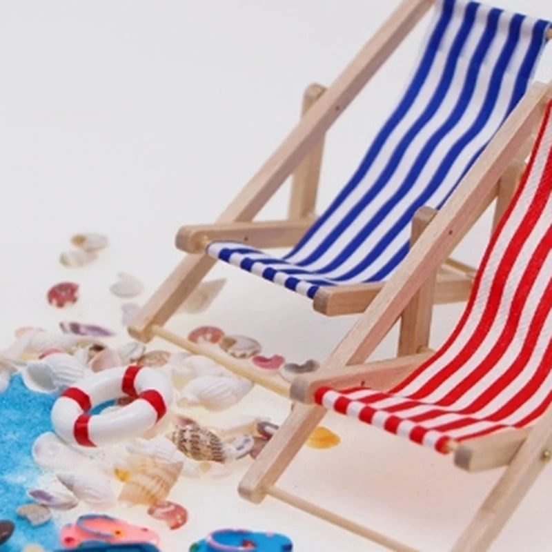 New 1 Set Dollhouse Mini Sunshade Umbrella Deckchairs Fairy Garden Decoration Summer Beach Micro Landscape DIY Accessories