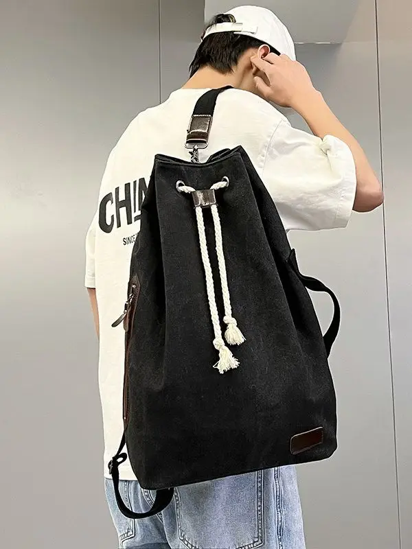 American-Style Canvas Backpack Shoulder Bag round Bag Retro Package Sport Gym Bag Backpack Bucket Bag Men рюкзак мужской mochila