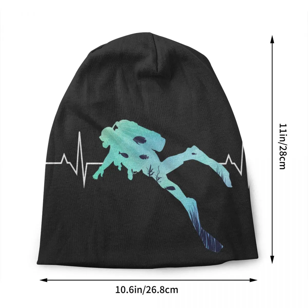Custom Scuba Diving Heartbeat Bonnet Hats Street Knitting Hat For Women Men Winter Warm Dive Diver Skullies Beanies Caps