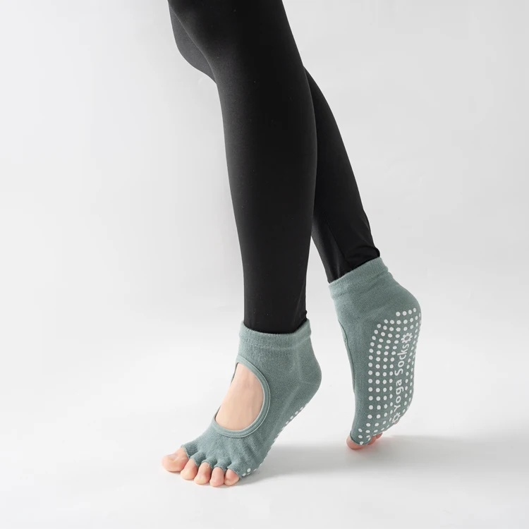 Frauen rücken freie Fünf-Zehen-Yoga-Socken rutsch feste Baumwolle Damen tanzen Balletts ocken öffnen halb atmungsaktive Fitness-Sports ocke für Pilates – Detail 4