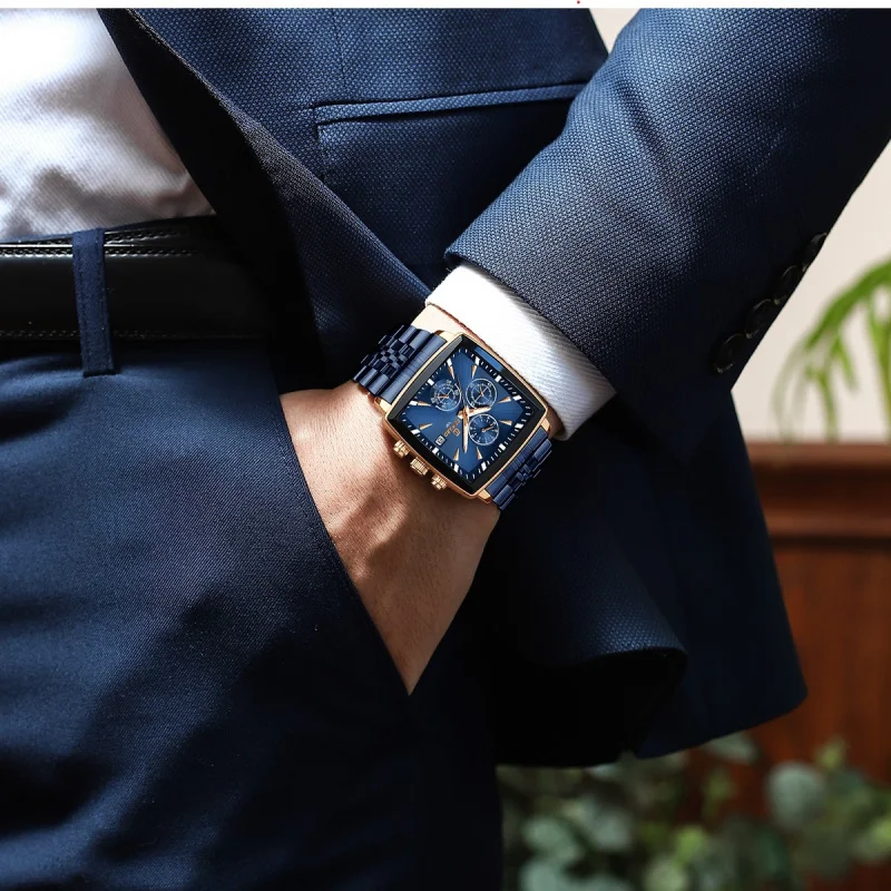 RewardHigh-End สมาร์ทนาฬิกาผู้ชาย Multi-Function Timing Energy ธุรกิจนาฬิกาผู้ชายกันน้ําปฏิทินส่องสว่างเข็มขัดเหล็กแข็ง