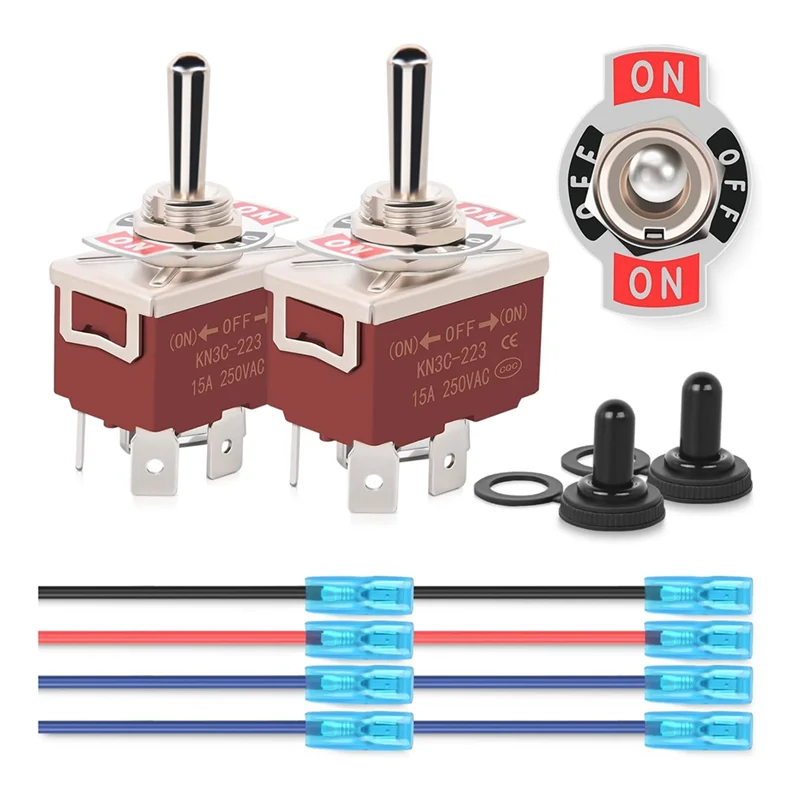 4Pin Reverse Polarity Toggle Switch 2PCS 12V Momentary Rocker Switch 30A On Off On DPDT 3 Position Waterproof Boot Cap