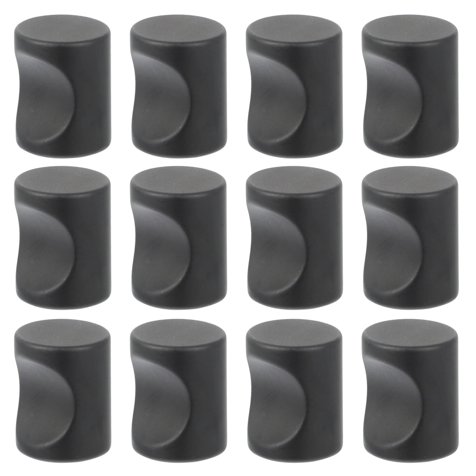 

12pcs Cabinet Wardrobe Handles Single Hole Door Knobs Black Aluminum 18x23mm Smooth Modern Fits Furniture Hardware