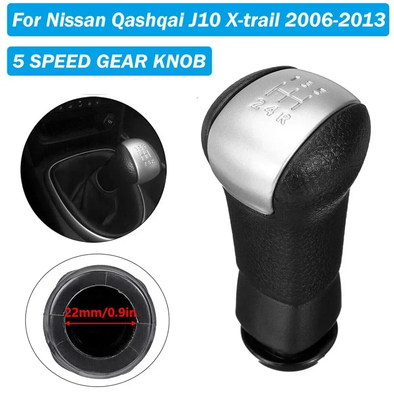 For Nissan Qashqai J10 X-trail 2006-2013 5 Speed Car Gear Shift Knob Manual Transmission Gear Shifter Lever Head Replacement