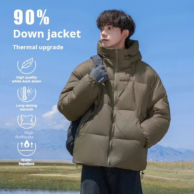 2024 Men's Winter down jacket High quality white duck down Padded Lightweight Plump Warm Waterproof Hooded down jacket