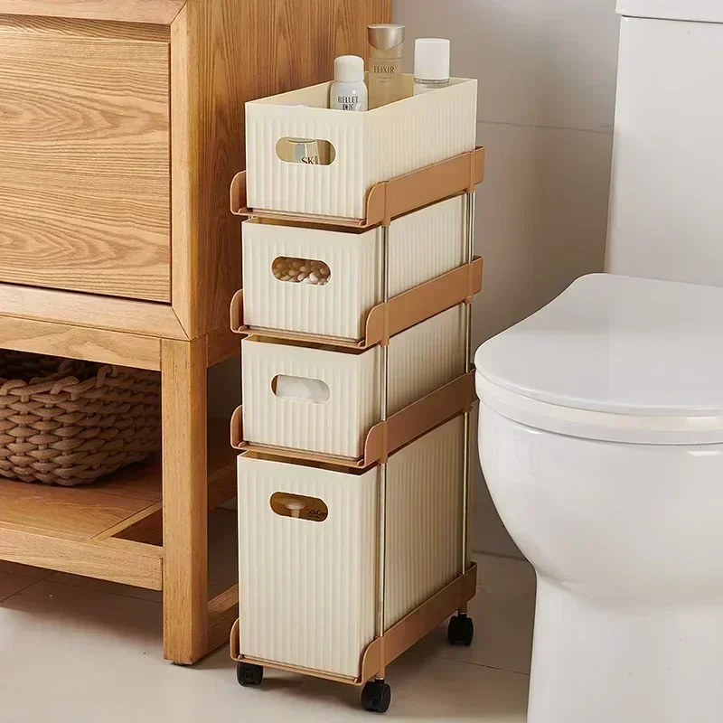 Modern Crack storage cabinet, drawer type bedside mobile gap trolley, household multi-functional schoolbag, book storage shelf
