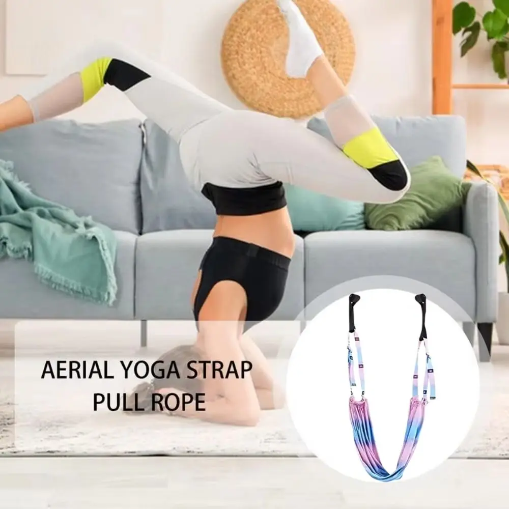 Adjustable Women Aerial Yoga Strap Elastic Stretch Door Hanging Aerial Yoga Hammock Swing Anti-Gravity Resistance Auxiliary