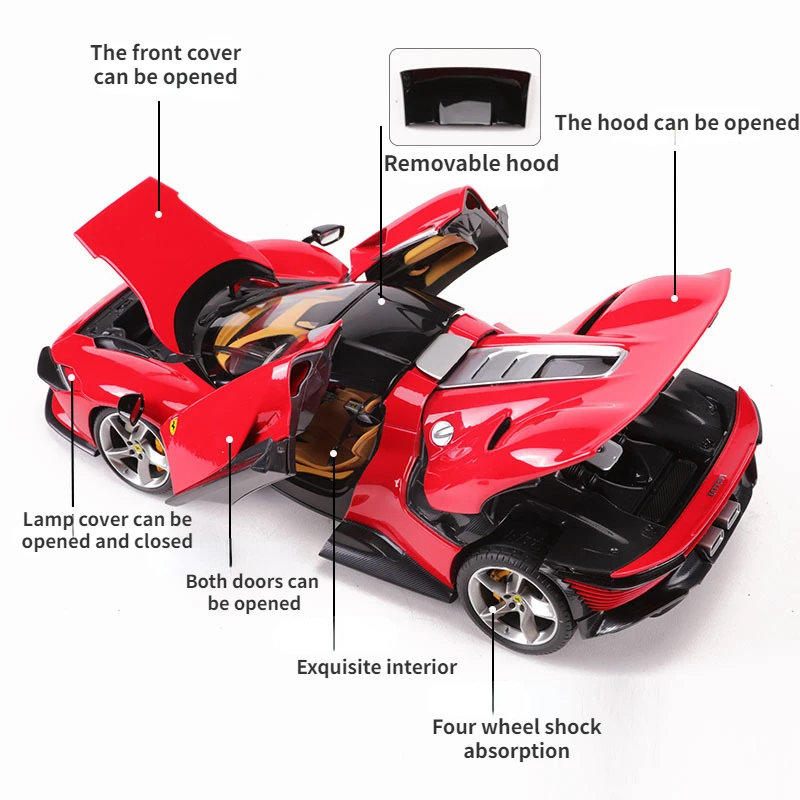 Genuine Boutique Bburago Ferrari 1:18 SP3 2 Doors Opened Alloy Toy Car Model Metal Die-cast Toys Boy Gifts