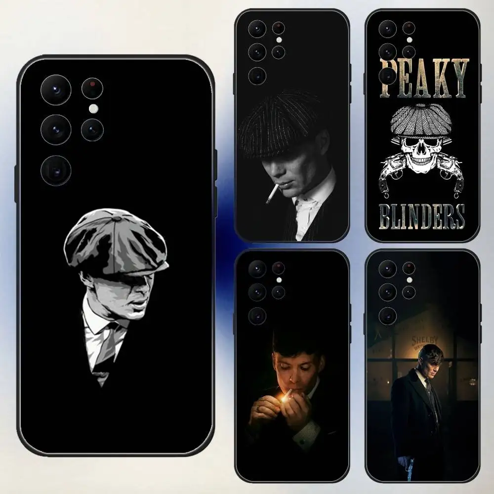 

Thomas Shelby P-PeakyS B-BlinderS Phone Case For Samsung S25,24,23,30,21,10,9,Ultra,Plus,Lite,FE,5G Black Soft Case