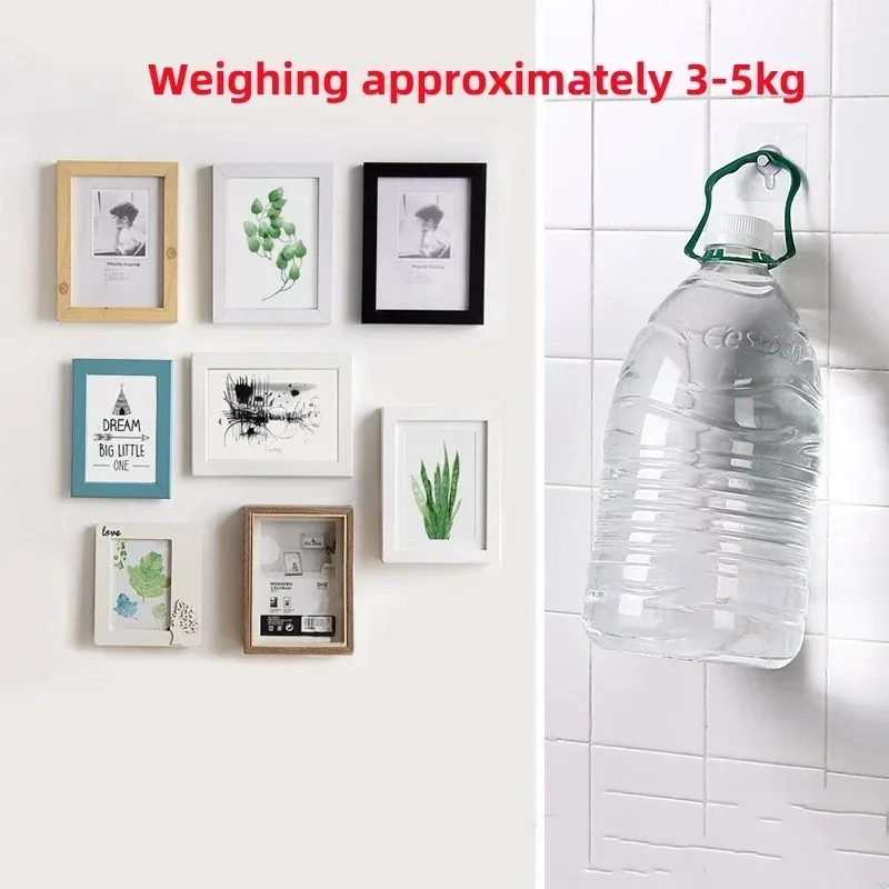 10/50pcs Self-Adhesive Hook Strong Adhesive Picture Frame Nails Hooks Transparent Seamless Wall Hangers Hanging Clock