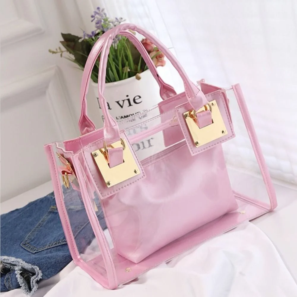 Transparent Jelly Crossbody Bag PVC Designer Square Summer Beach Handbag Large Capacity Adjustable Strap Shoulder Messenger Bag