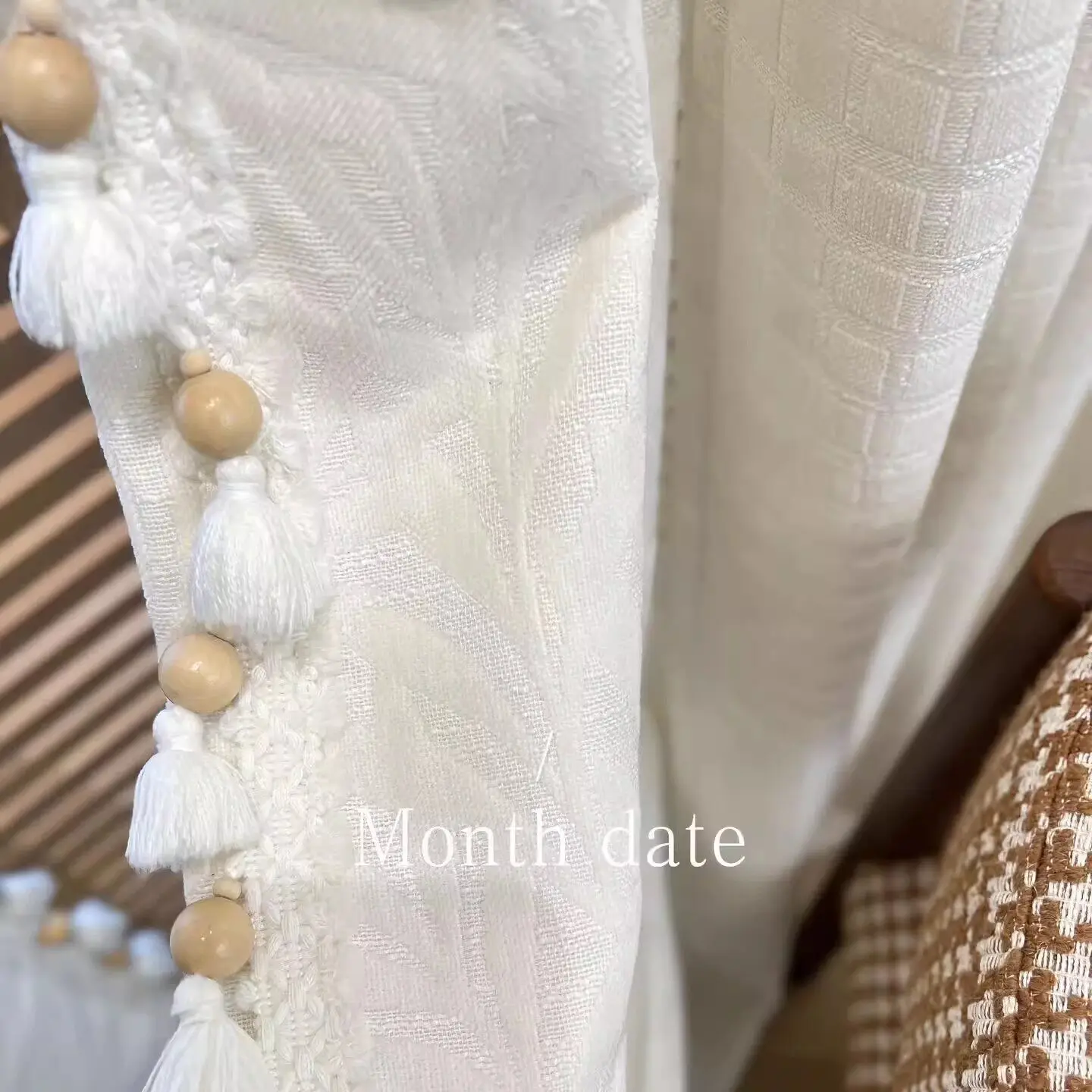 Embossed Chenille Cream White Jacquard Curtains for Living Room Bedroom Partition Curtains Customized Lace Curtains Valance