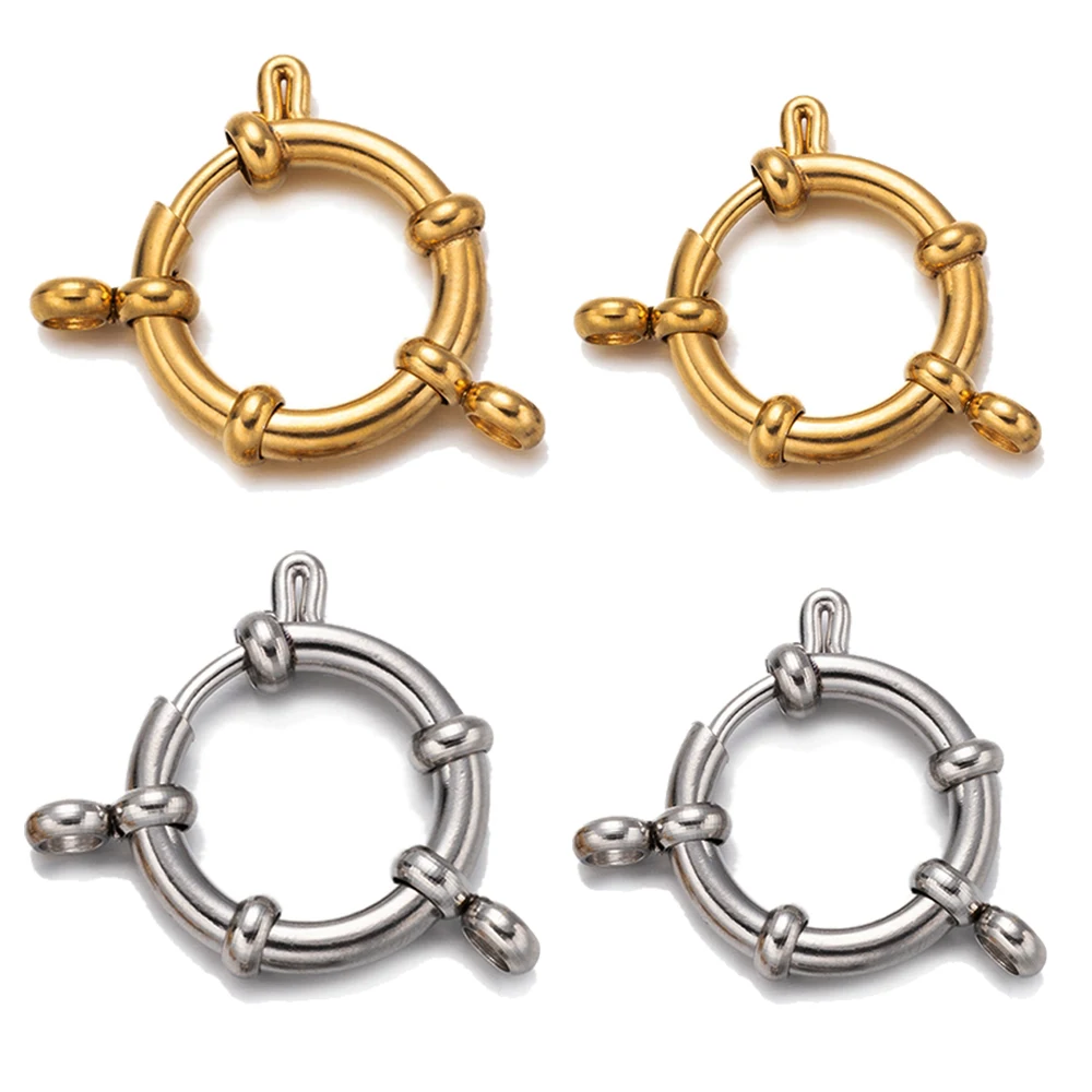 4pcs Stainless Steel Ring Spring Clasps Smooth Surface Connector Closures Findings for DIY Necklace Bracelets Jewelry Making
