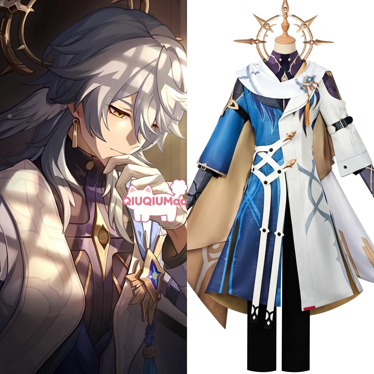 

Game Honkai: Star Rail Cosplay Costume Anime Sunday Role Playing Uniform Outfit with Headwear for Men Comic Con Party Size：M