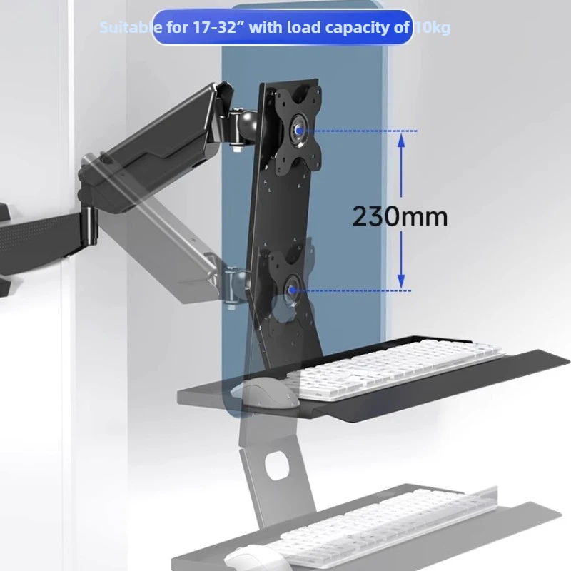 Heavy Duty Monitor Mount Rack Ergonomic Adjustable Screen Arm Universal Keyboard Tray Desk Clamp Wall Mount Bracket for Office
