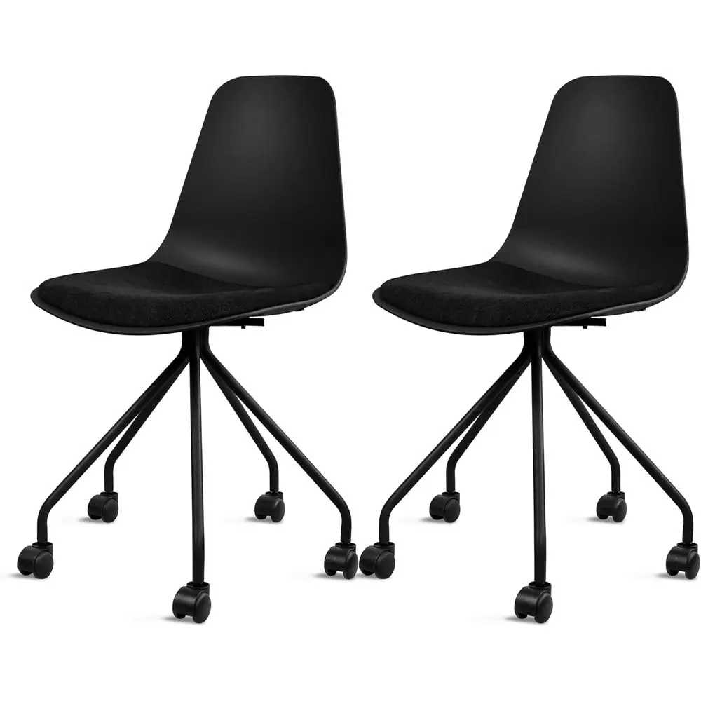 

Elegant Linen Fabric Office Chairs with Padded Cushion and Rolling Metal Base for Functional Conference or Home Use (Black)