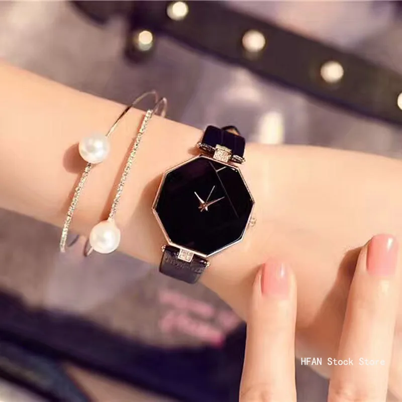 Fashion Ladies Watch Women Leather Wrist Watches Diamond Gold Clock Relogio Feminino Watch for Women Relojes Fashion and Casual