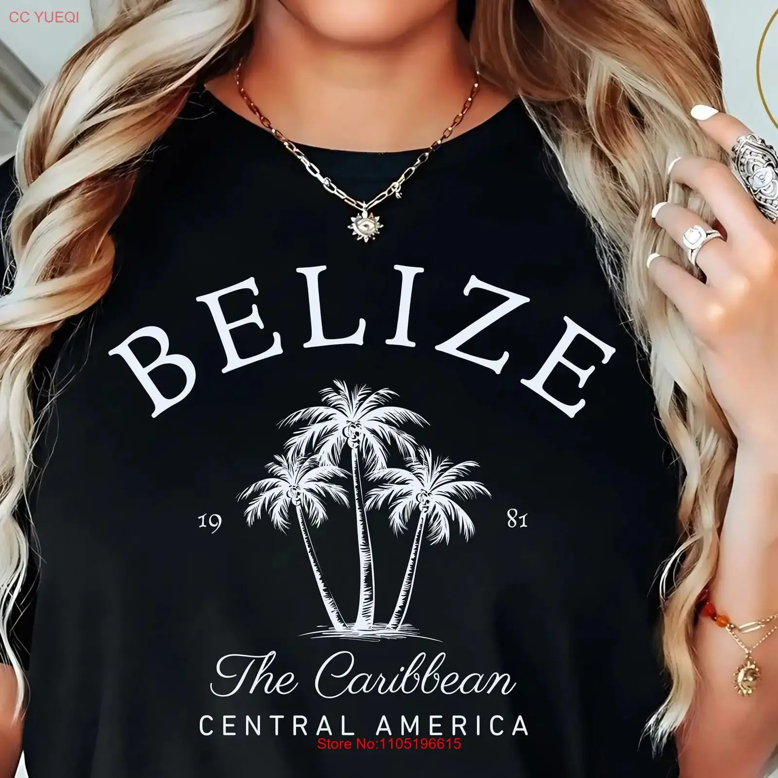 Belize الكاريبي تي شيرت أشجار النخيل أمريكا الوسطى خمر السفر تذكارية الاستوائية الشاطئ Ambergris Caye خمر غسلها