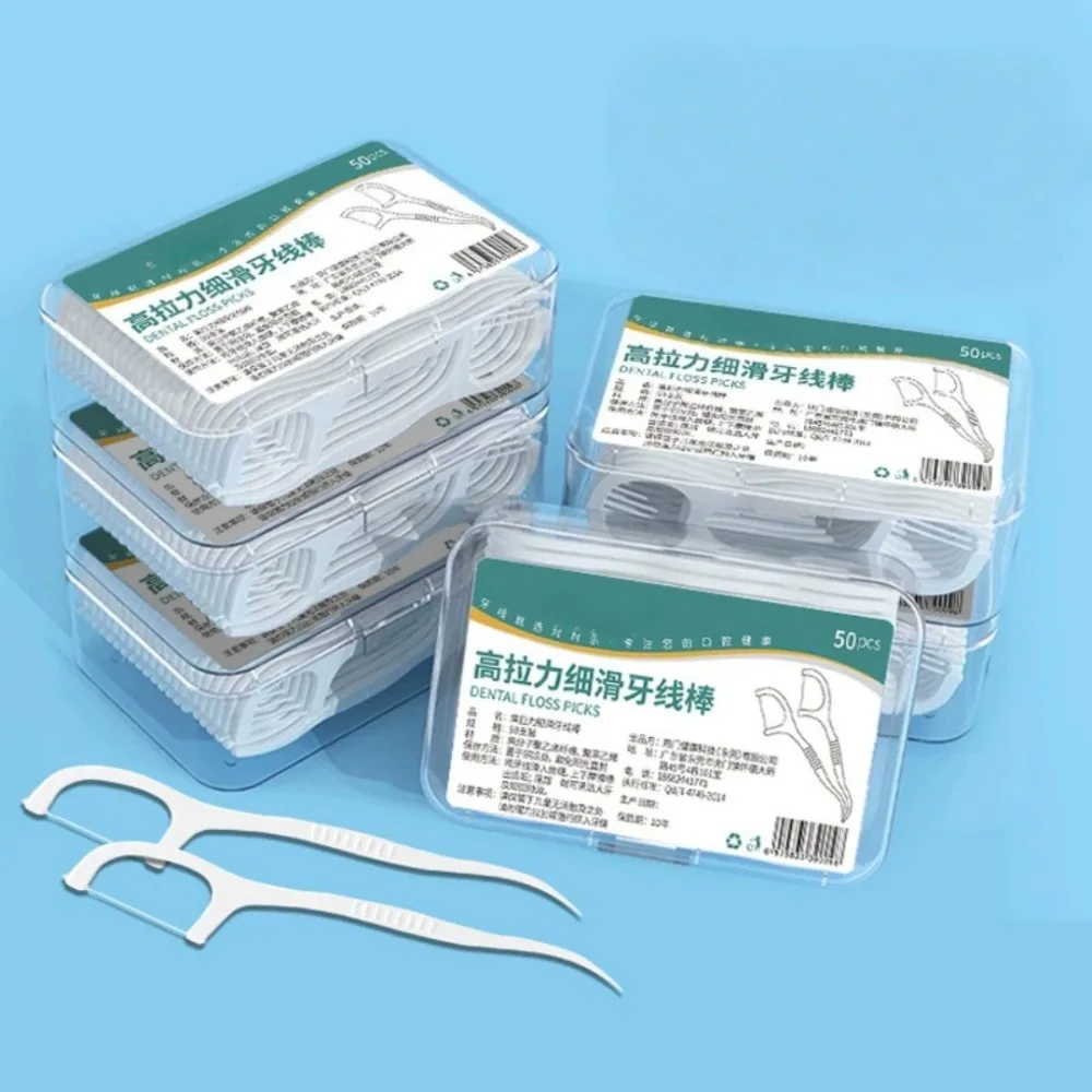 150/50pcs Ultra-fine Polymer Dental Floss Stick Portable Disposable Plastic Toothpick Dental Floss for Oral Dental Cleaning PICK