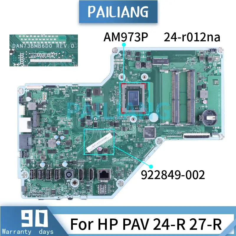 

DAN73BMB6D0 For HP PAV 24-R 27-R Notebook Mainboard AIO A12-9730P 922849-002 Laptop Motherboard