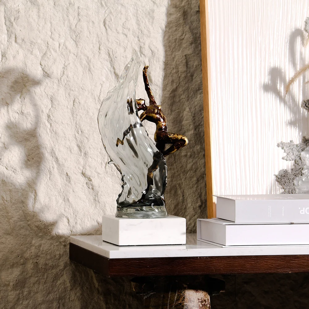 Elegant Contemporary Style Metal Art Sculpture Girl Dancer Water Feature Luxury Home Decorative Accent