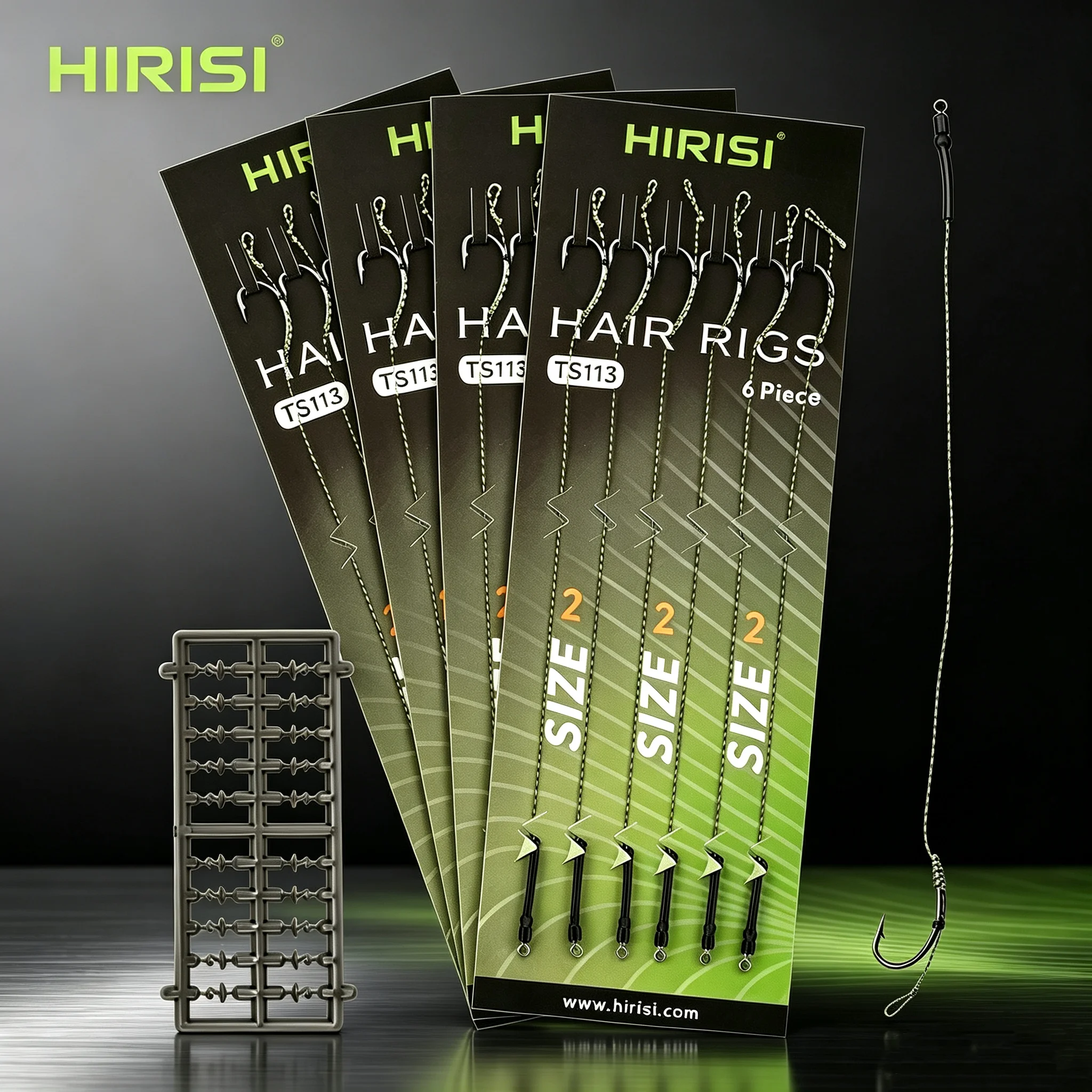 Hirisi 24pcs Carp Fishing Accessories Hair Rig Fishing Hook Set Ready Made Tied Rigging With Fishing Line Boilie Hook TS113