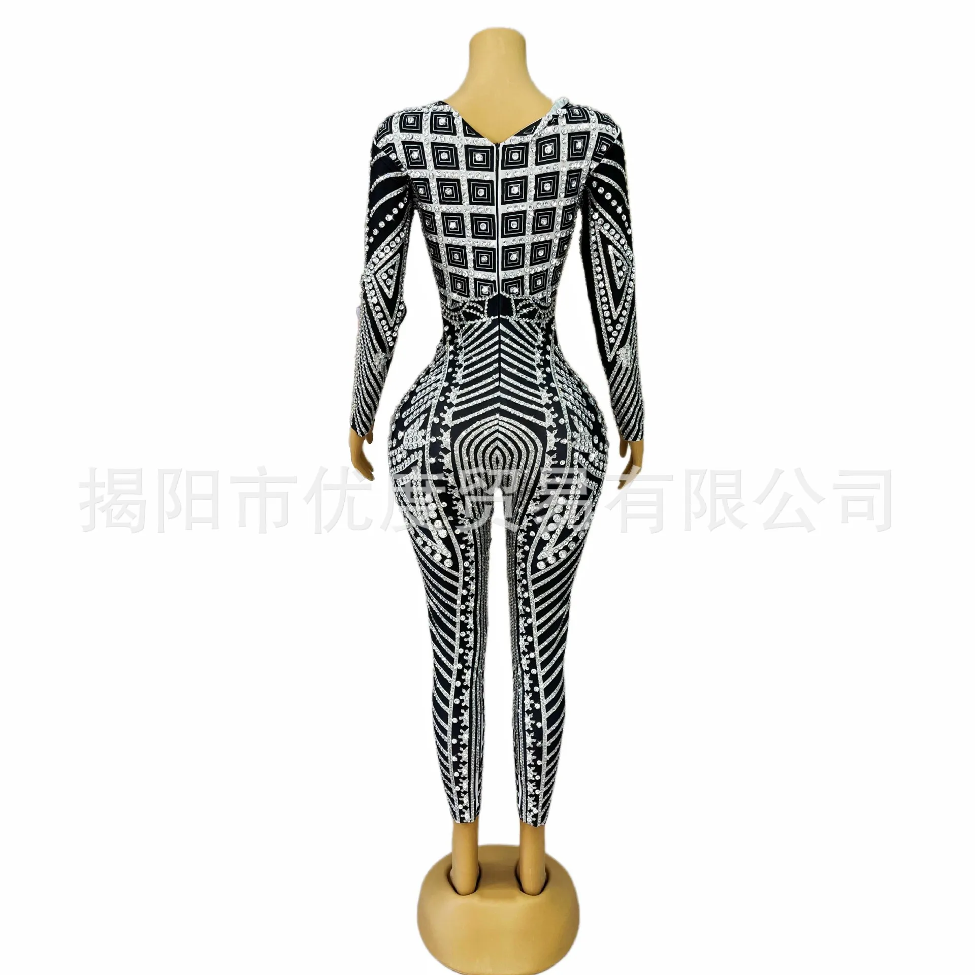 Black Glam Niche Luxury Rhinestone Slim Jumpsuit Singer Night Reception Performance Butterfly Pants Vestidos De Fiesta Elegantes