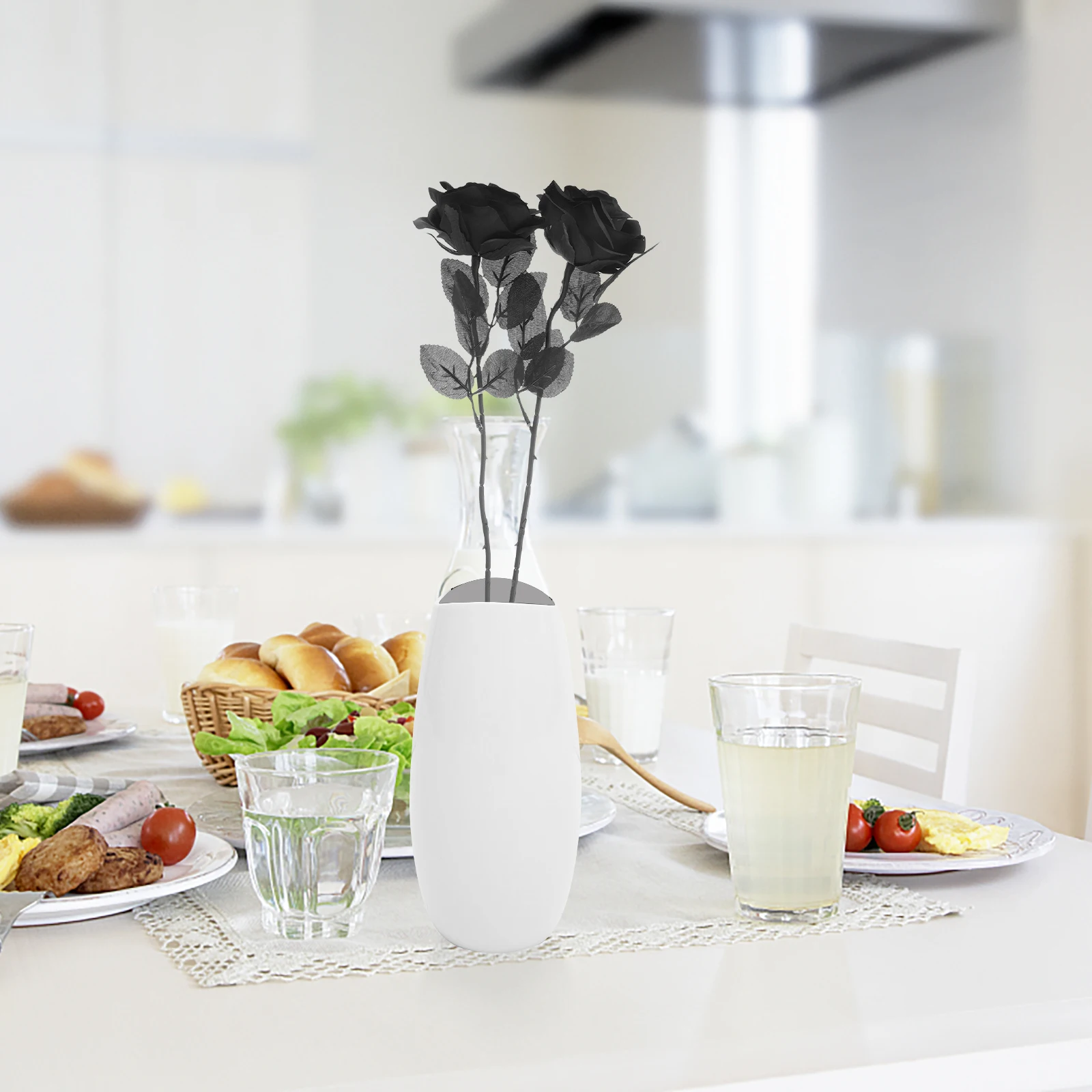 

2Pcs Dark Faux Rose Flower Exquisite Handmade Simulation Decor for Home Restaurant Coffee Shop Halloween Party