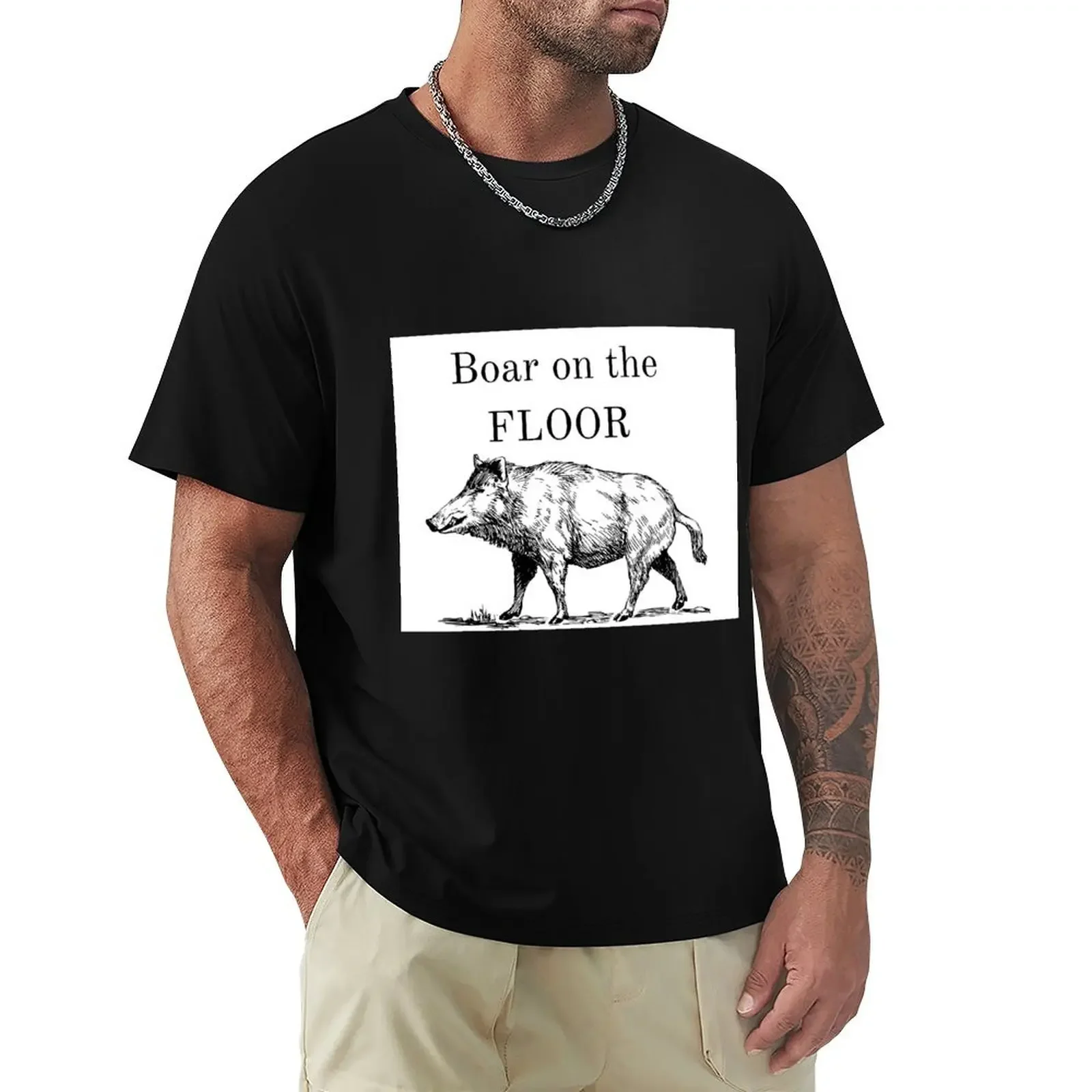 Boar on the floor succession quote white roy T-Shirt korean fashion cotton graphic tees mens vintage t shirts