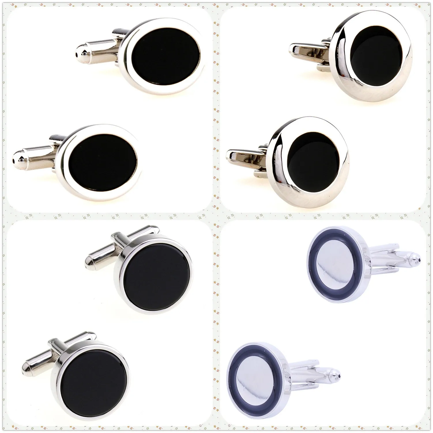 4 Styles TZG Enamel Cufflinks Men Cuff Links Black 1 Pair Factory