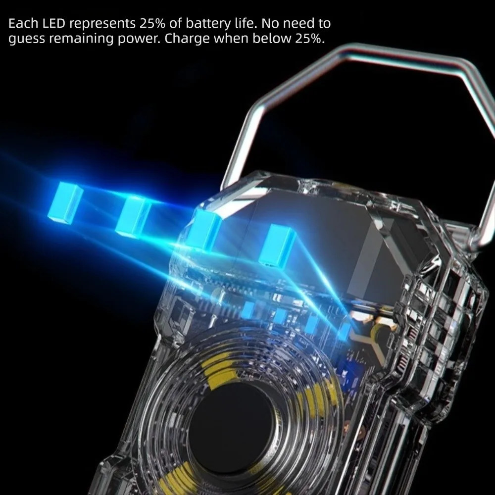 Waterproof Mini LED Keychain 6 Modes Thumb Size With Metal Hat Clip Mini Pocket LED USB Rechargeable Red Blue Warning Lamp