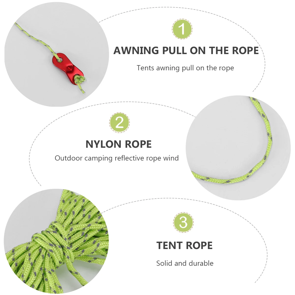 

6pcs 4M Tent Reflective Ropes Nylon Guy Lines Camping Cord Abrasion Resistant Outdoor Accessories Tent Rope