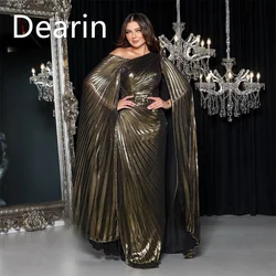 Customized Prom Dress Dearin One-shoulder Column Floor Length Skirts Stole Bespoke Occasion Dresses Evening Saudi Arabia Formal