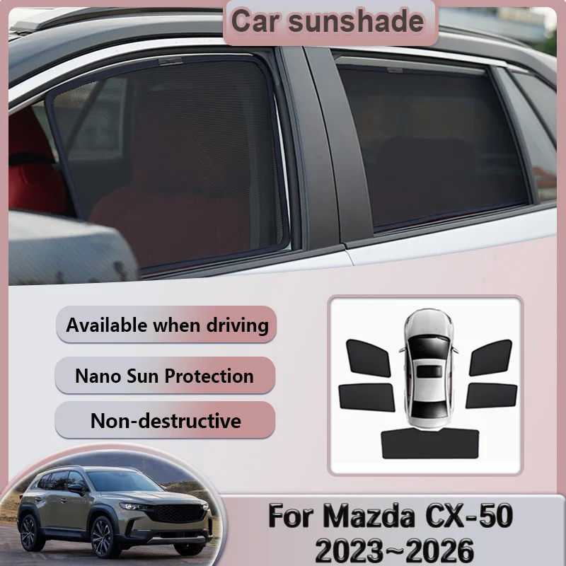 

For Mazda CX-50 2023 2024 2025 2026 Car Mesh Sunshade Magnetic Window Sun Visor Privacy Curtain Coverage Auto Tools Accessories