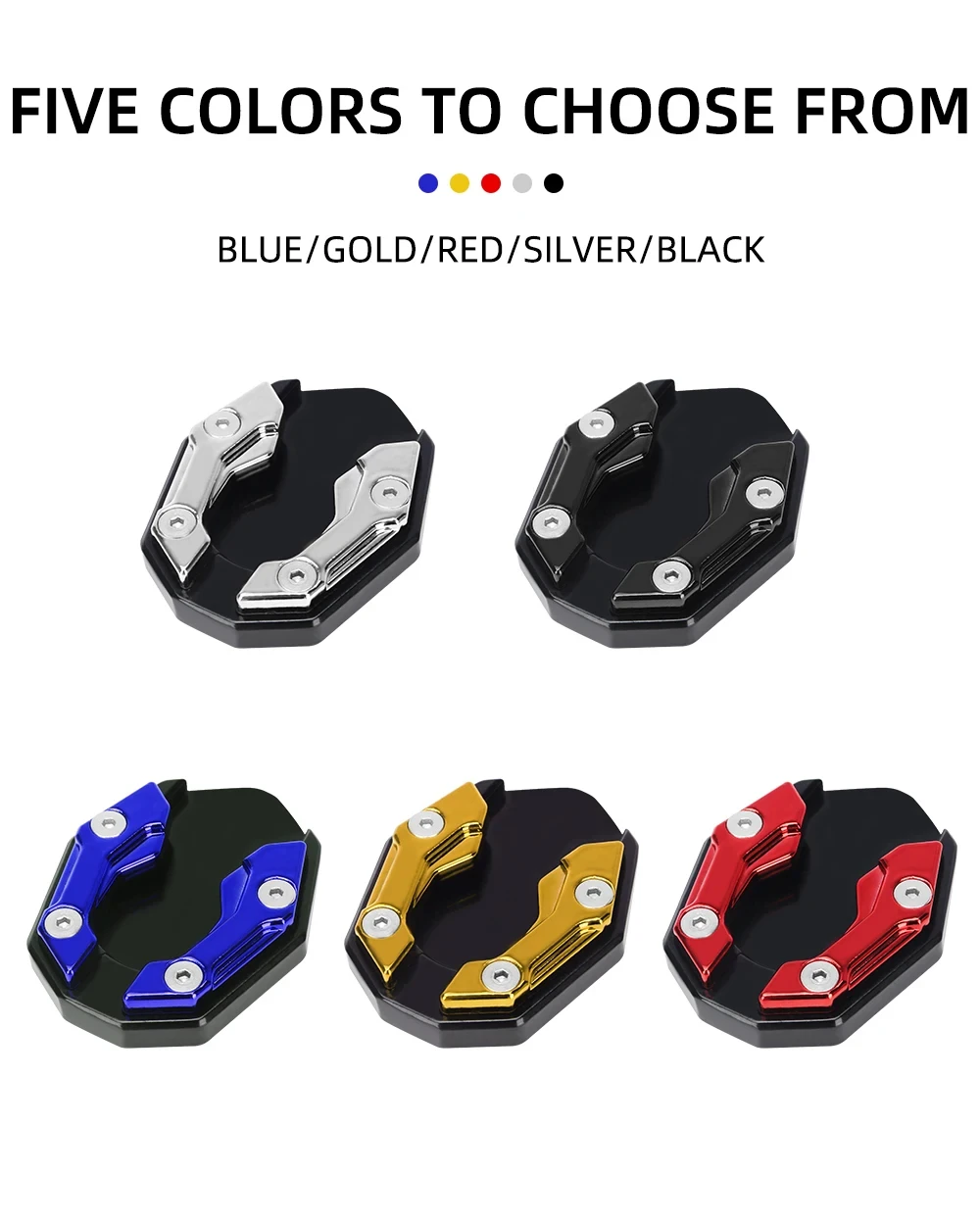 1pc CNC Aluminum Motorcycle Kickstand Extender Foot Side Stand Extension Pad Anti-Slip Parking Plate Replacement Accessories