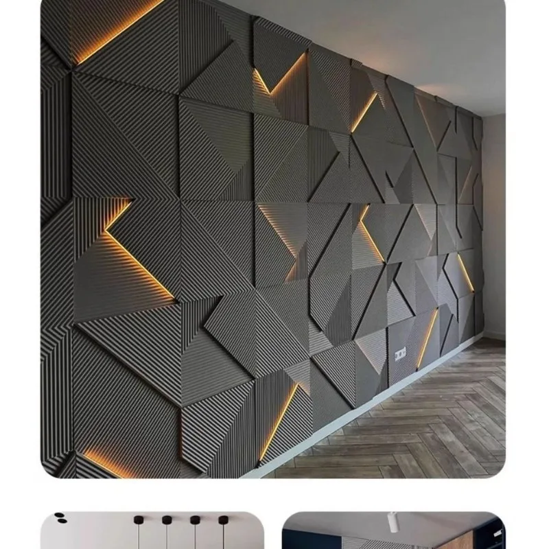 Modern 3D PU Pyramid Fishbone Grain Wall Panel Lightweight Self Adhesive Living Room Bedroom Home Decor Novelty New Indoor